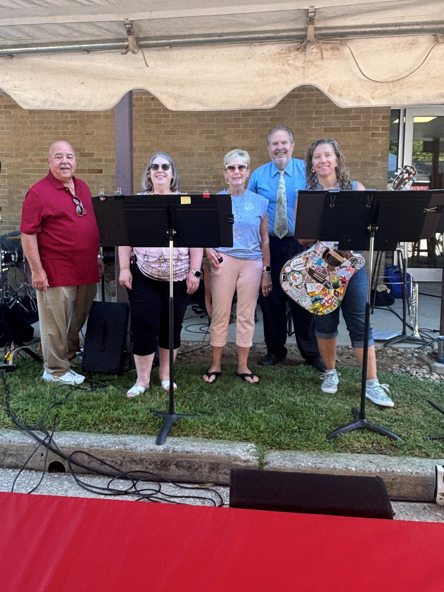 The praise band at the outdoor service